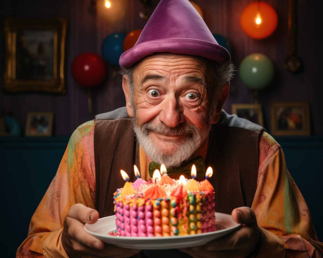 Senior gentlemen displaying birthday cake, active seniors lifestyle images