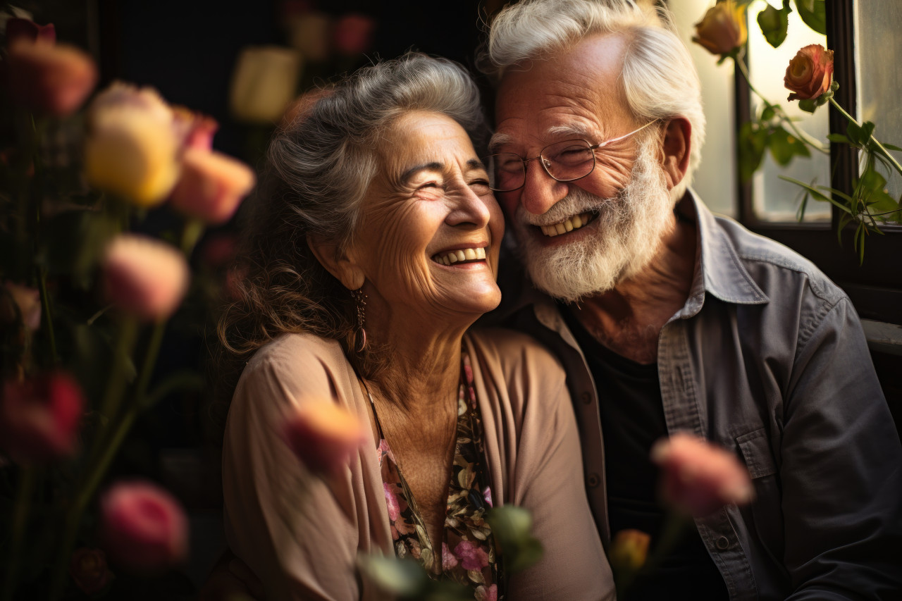 Seniors happily at the window, active seniors lifestyle images