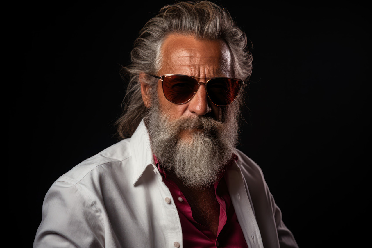 Stylish man in white shirt and shades, active seniors lifestyle images