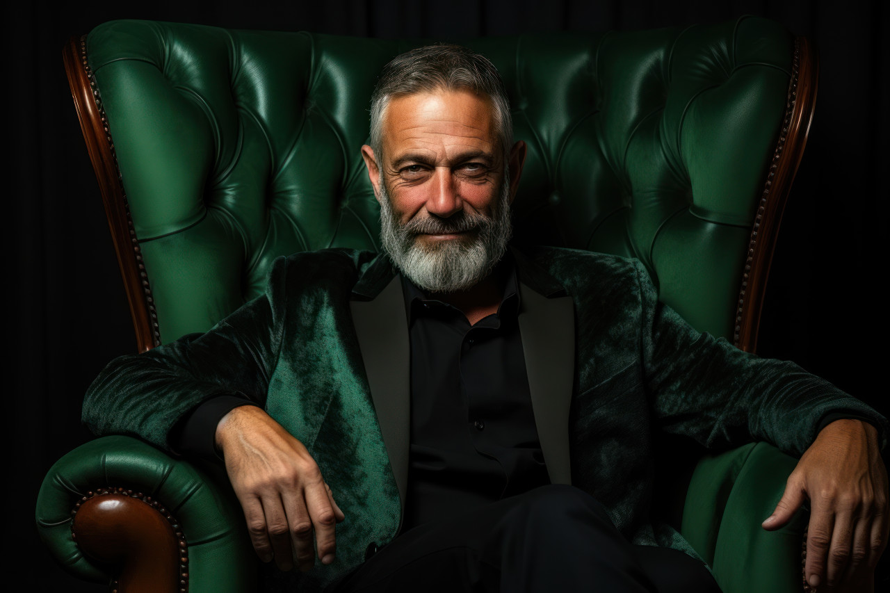 Senior gentleman in a black cowboy hat standing by the wall, images of senior citizens