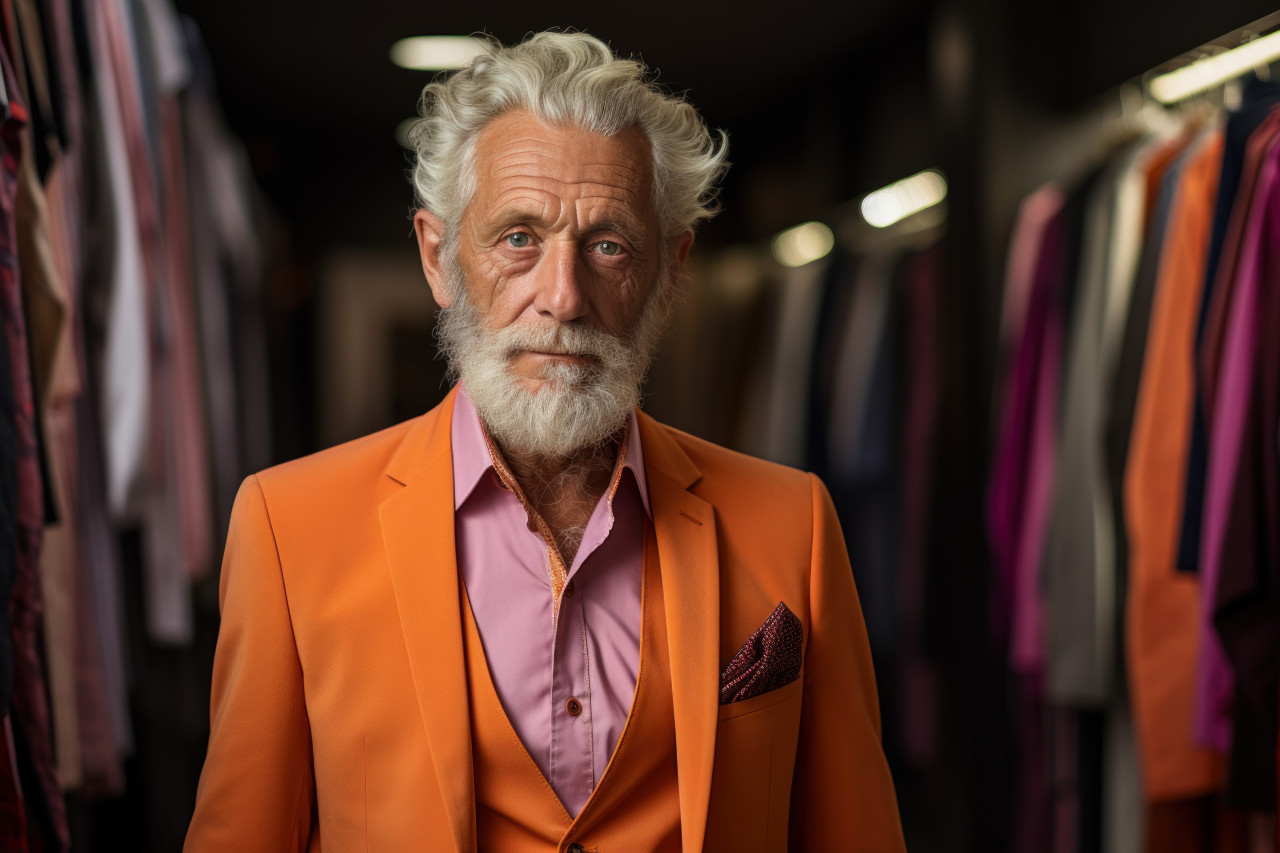 Senior gent exploring suits and tie, active seniors lifestyle images