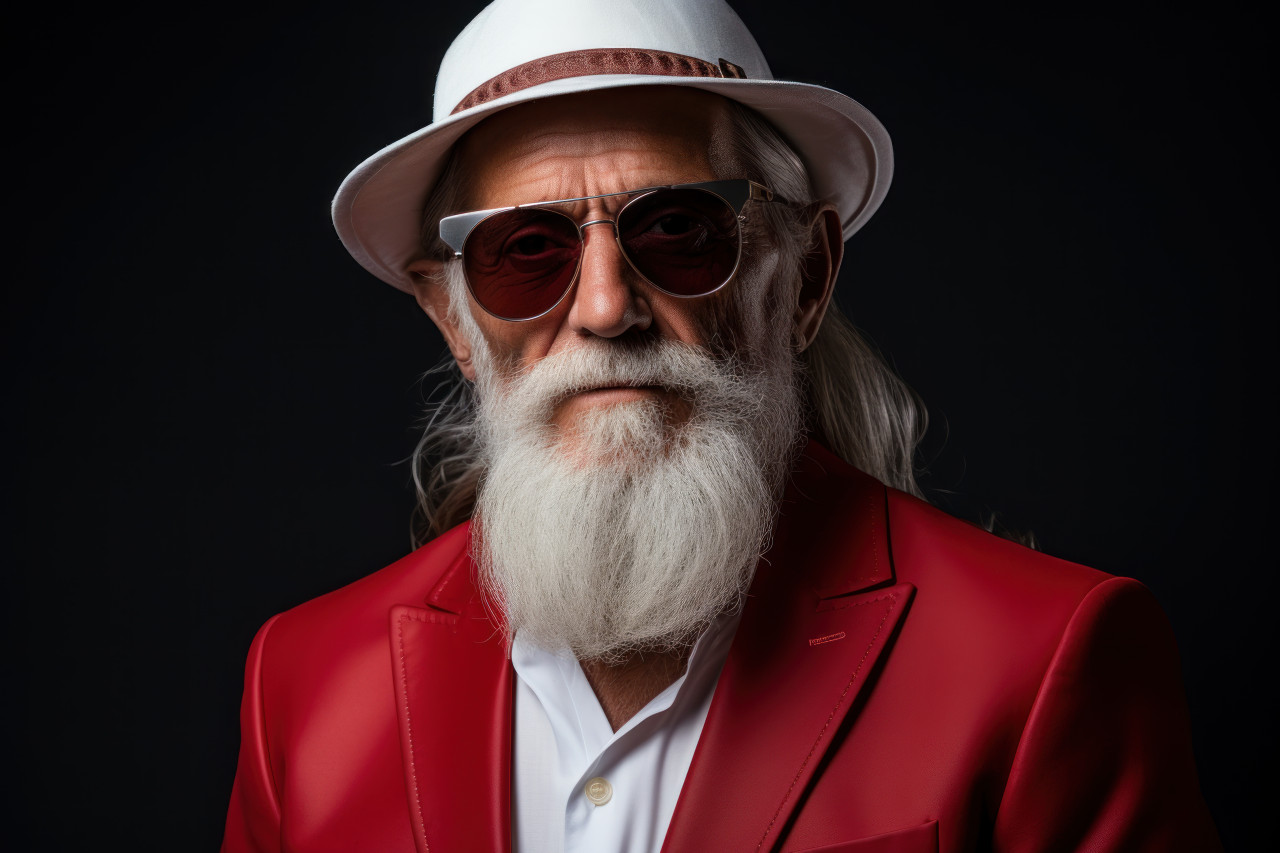 Aged gentleman in suit sunglasses and beard, images of senior citizens