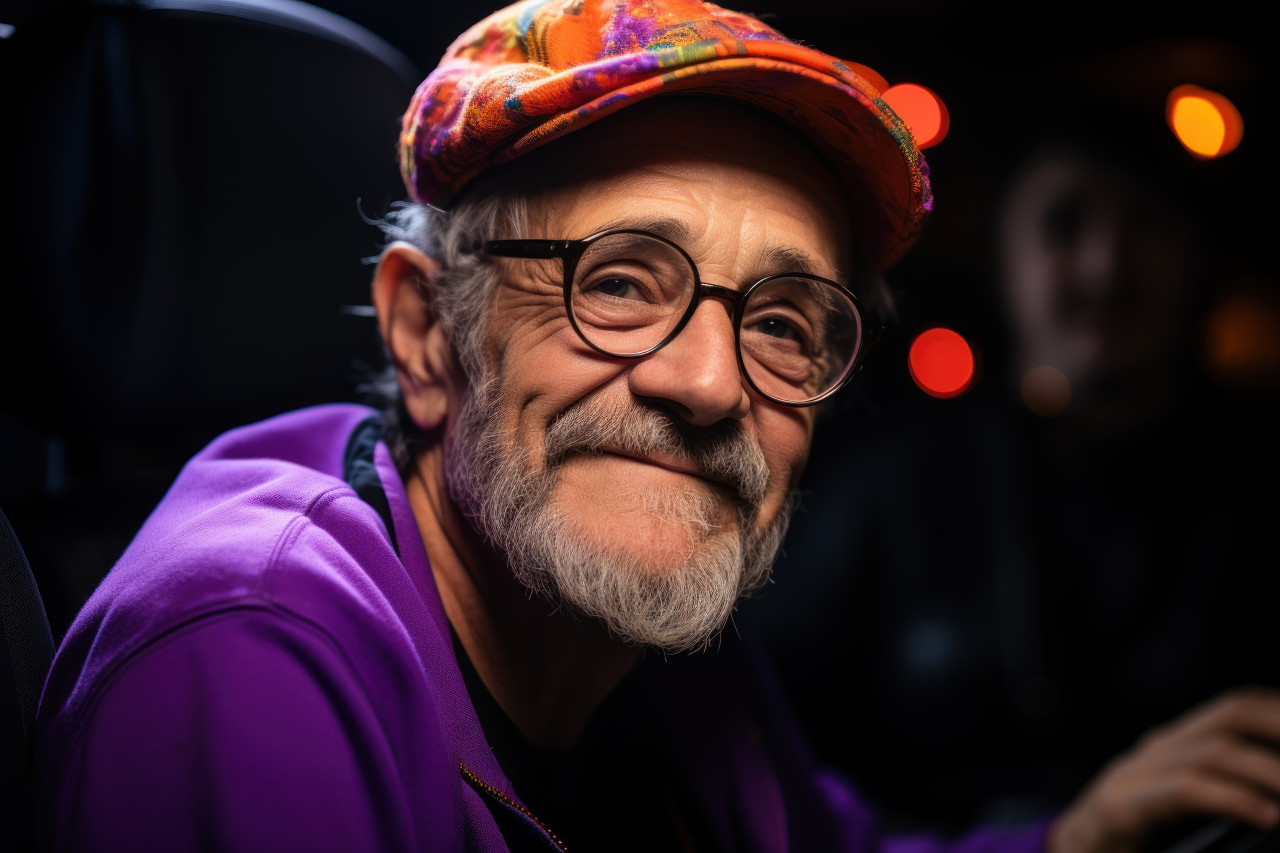 Old man in hat peering into the lens, active seniors lifestyle images