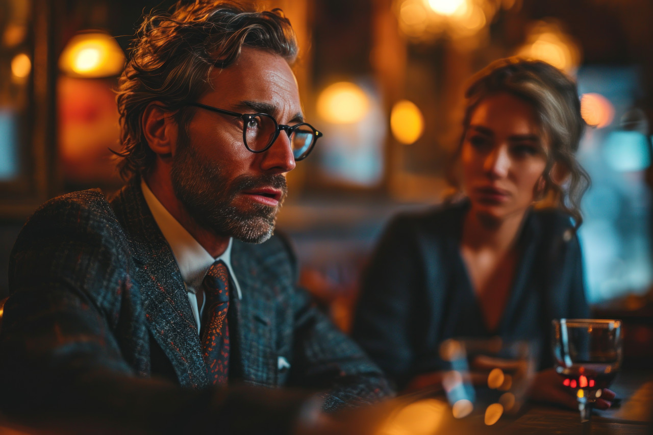 A focused lawyer and client having a talk about legal matters in the office, business meeting photo