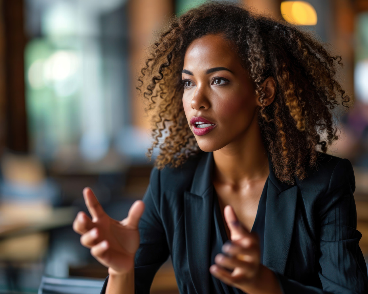 A confident businesswoman discussing ideas in a board meeting, business meeting photo