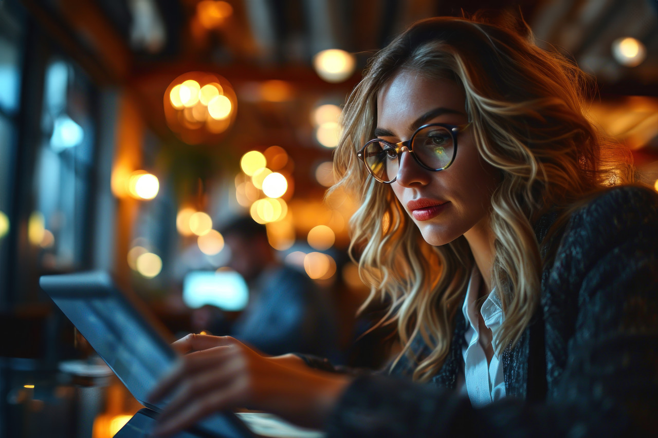 Two business executives providing hands on tablet instructions during a meeting, business meeting photo