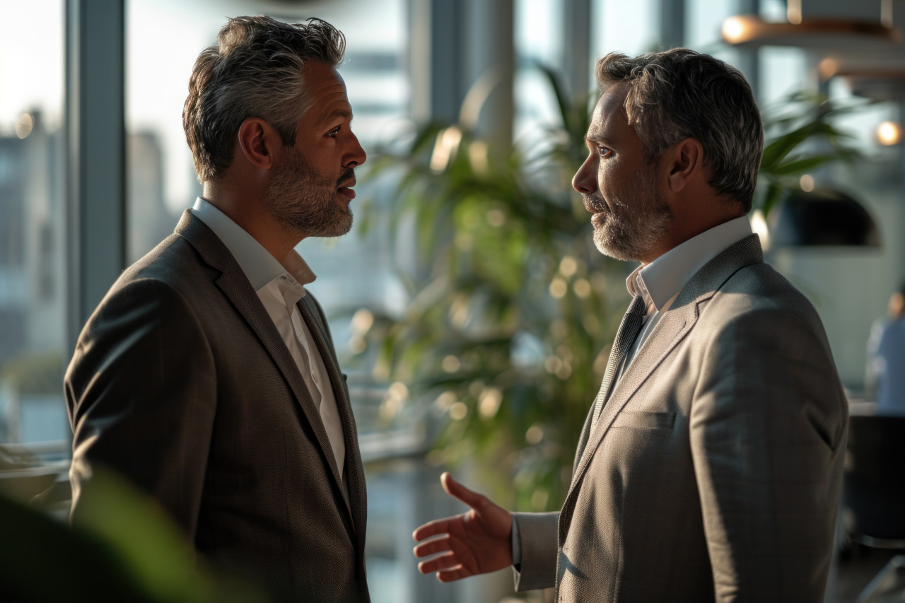 Managers discussing business tactics, business meeting photo