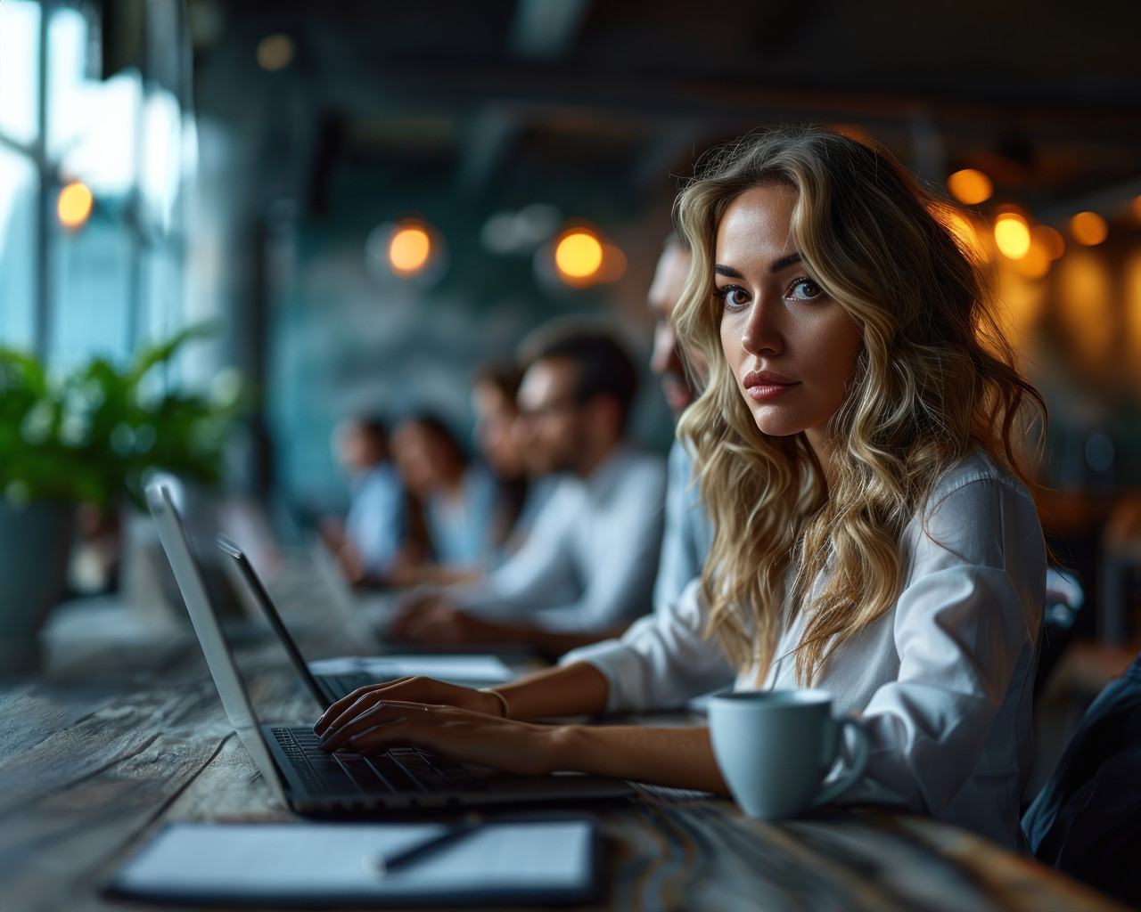 Team of professionals engaged in a productive meeting with a woman at the helm, business meeting photo