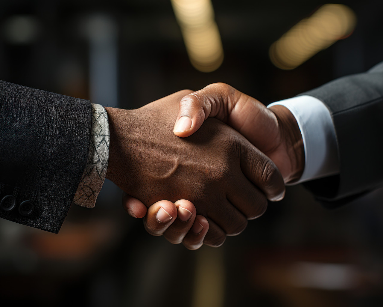 Businessmen shaking hands in a photo, business meeting photo