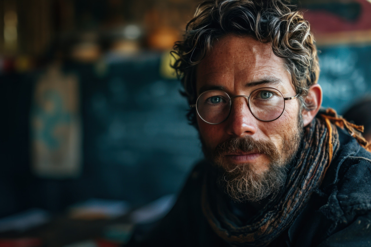 Teacher guides students all dressed in black, diverse education and teachers day image