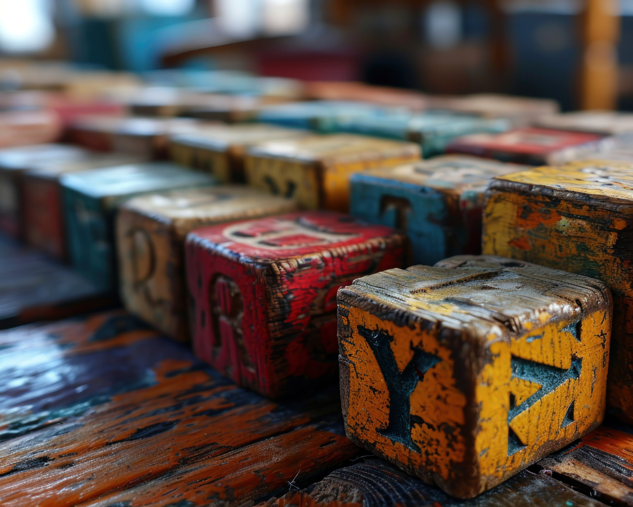 Red alphabet block stacking on letter blocks, education pictures for website