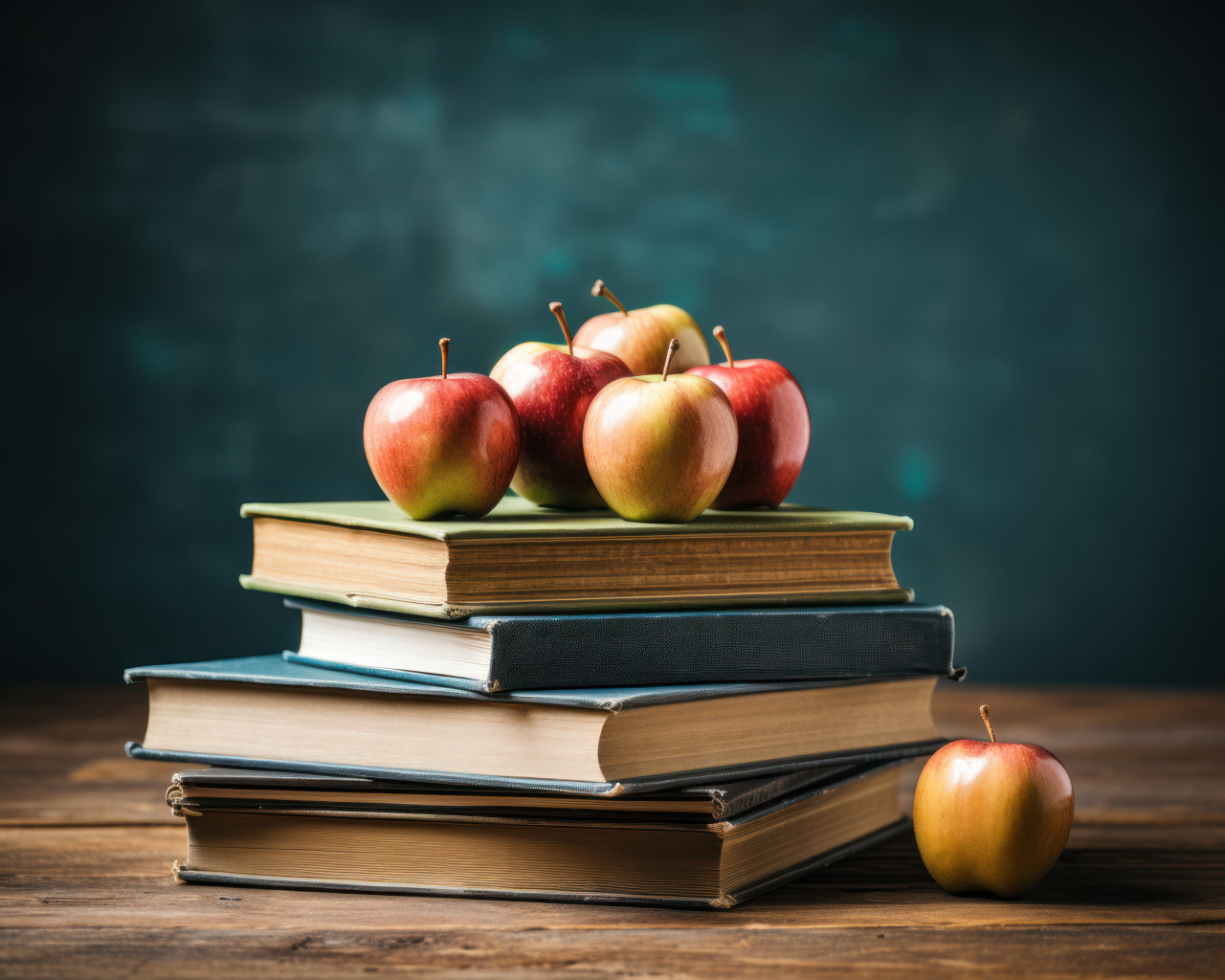 An open book on papers set against a chalkboard backdrop, educational photo