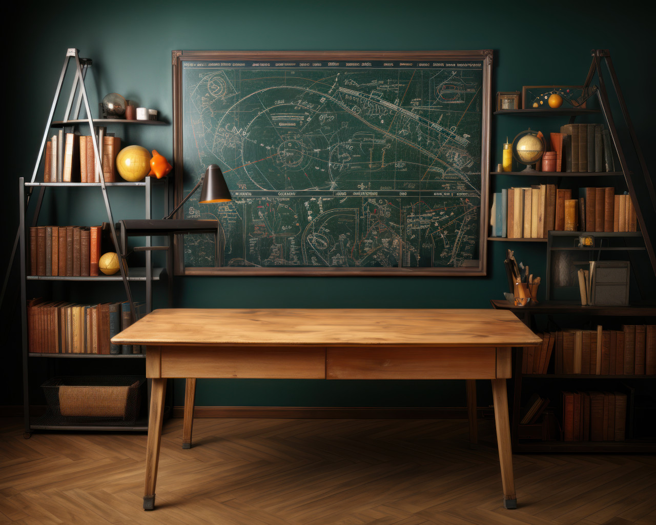 Explore the world of knowledge with an open book pencils and a chalkboard, educational photo