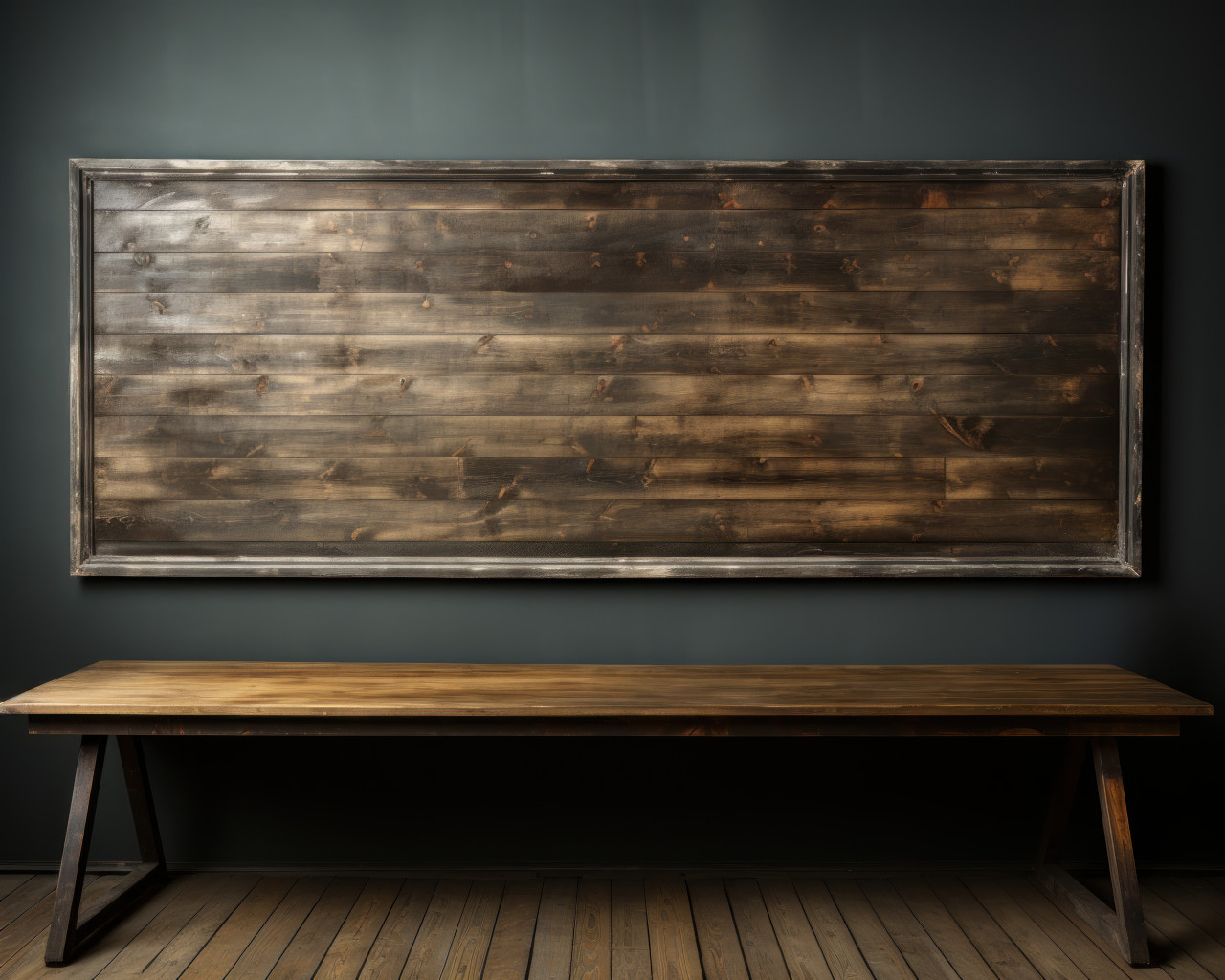 An empty chalkboard hanging on a wall ready for ideas to be drawn, educational photo