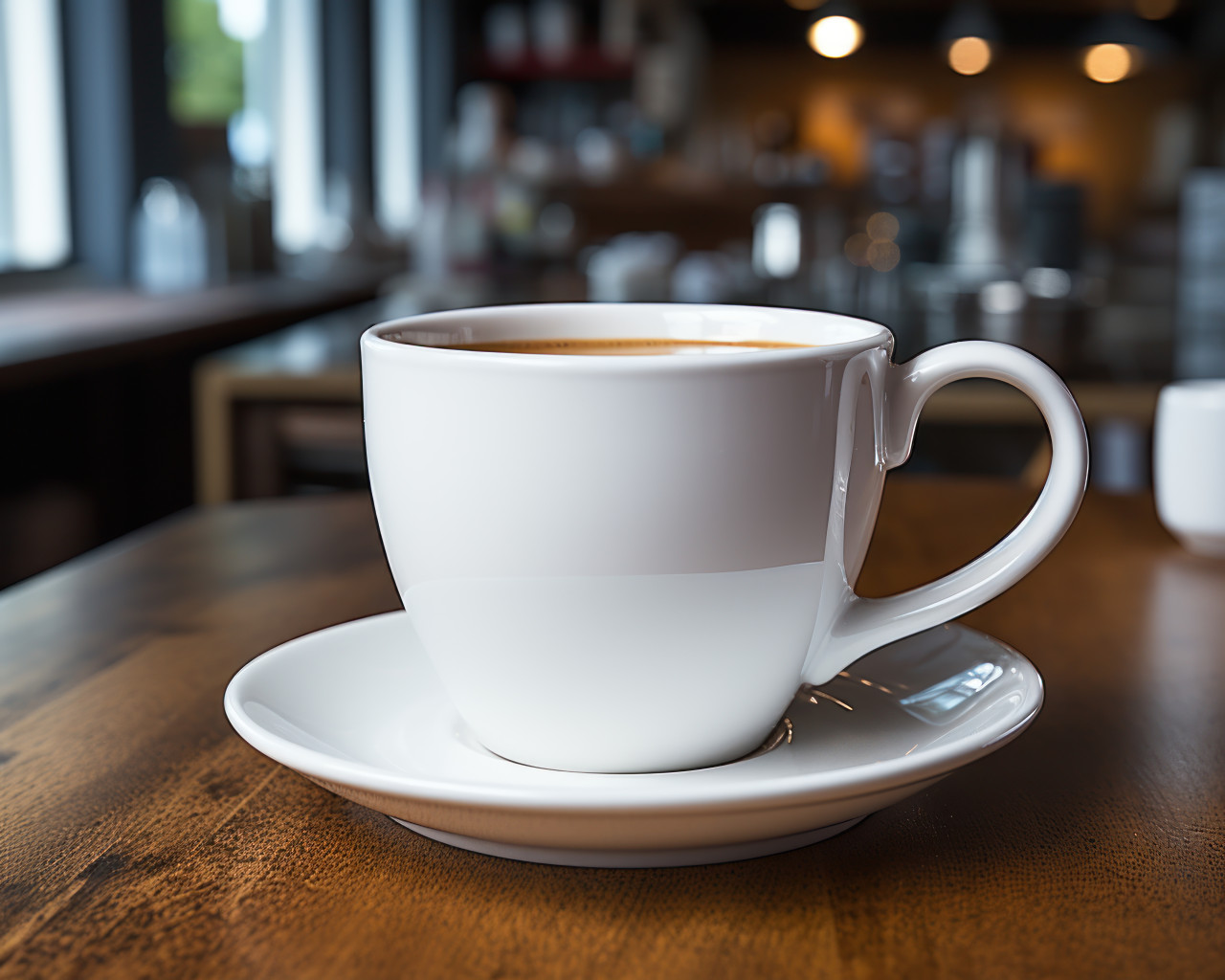 A white coffee cup on a wooden surface, beautiful coffee cup image