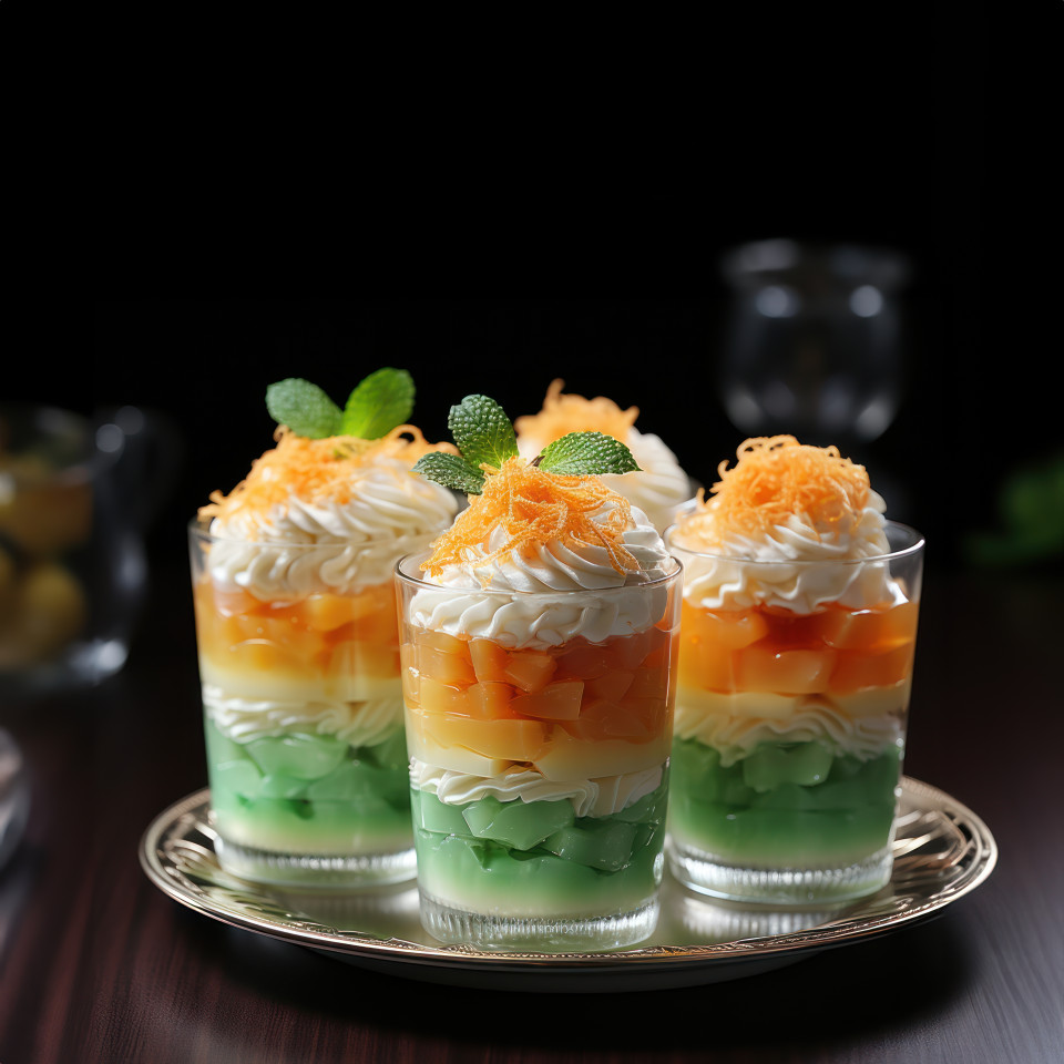 Colorful mini dessert cups filled with fresh fruits and creamy goodness perfect for a delightful treat at any occasion, independence day image