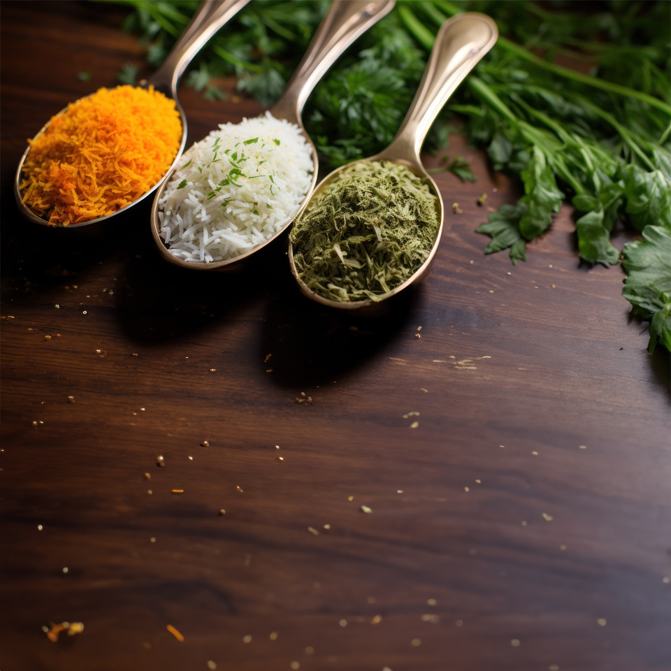 Spoon filled with orange white and green rice varieties creating a colorful blend in a delightful display, independence day image