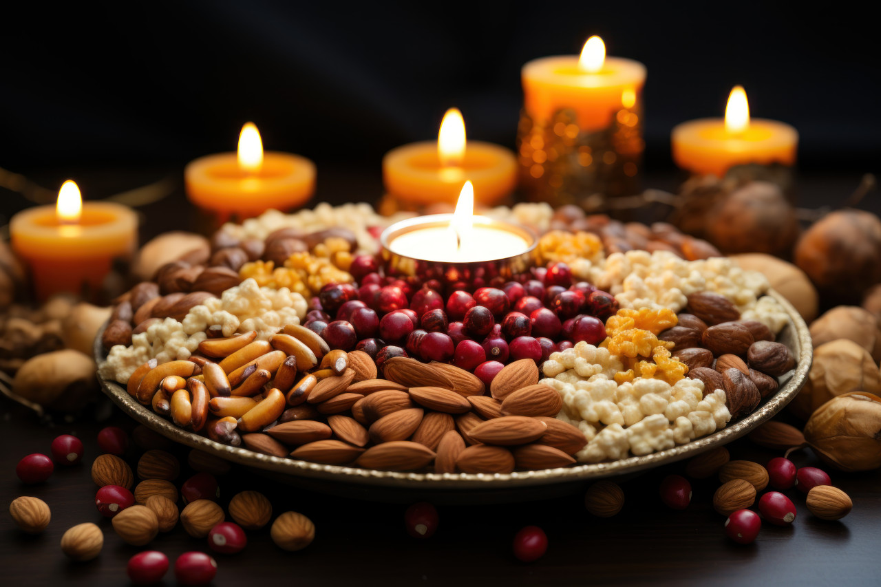 Lohri celebration with a nutty frame decoration, lhori, makar sankranti