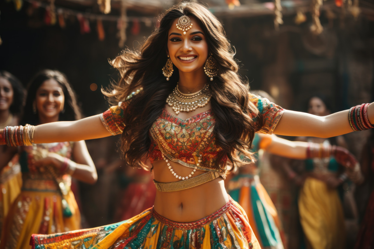 Woman performs traditional indian dance showcasing grace and cultural richness, lhori, makar sankranti