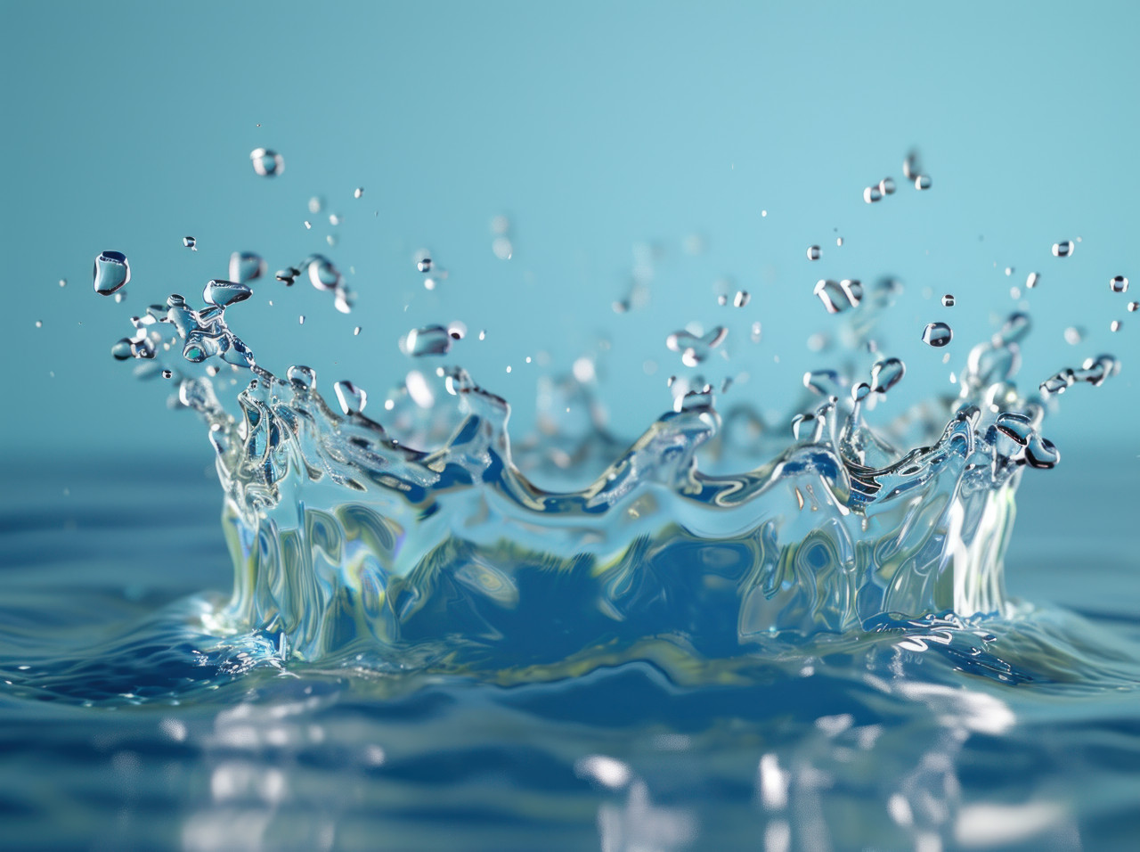 Water splash on a blue background, clean water access image