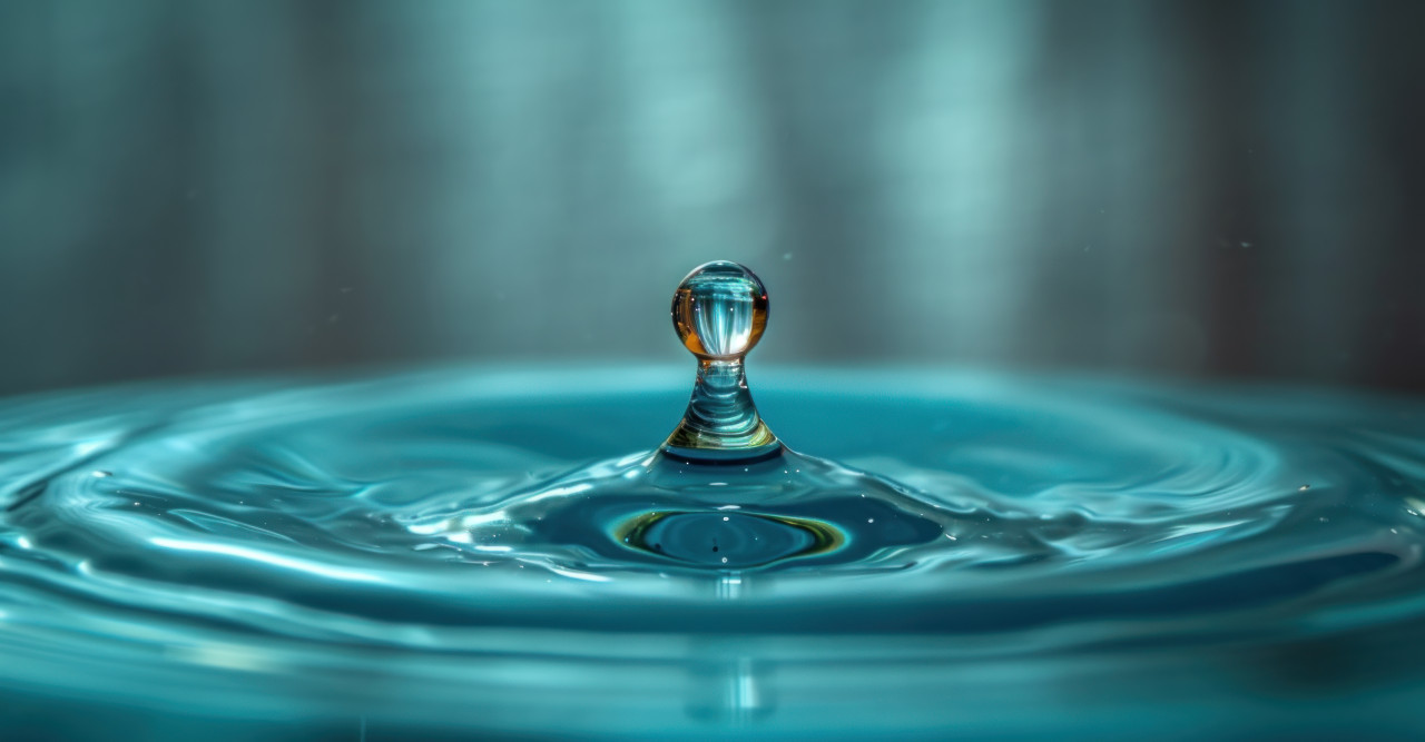 Crystal clear water drop, children and water photo