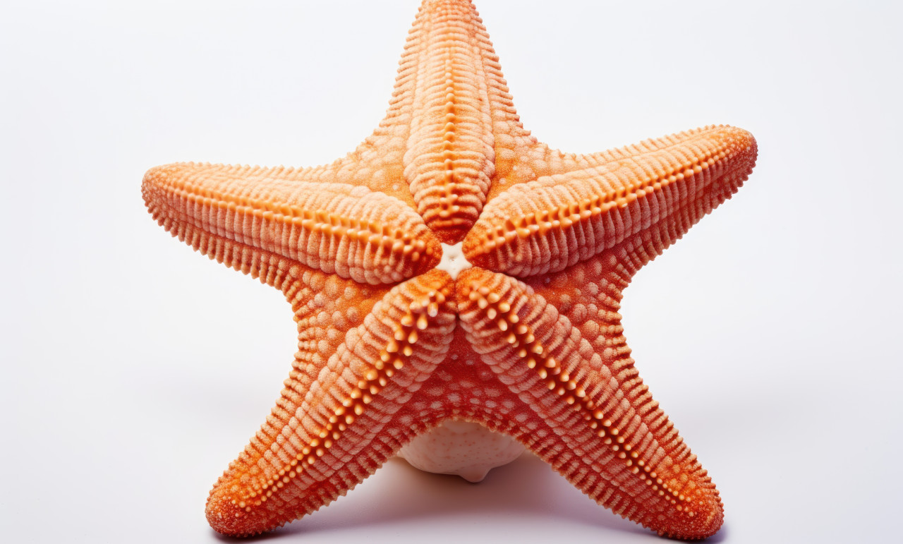 A starfish against a white backdrop, underwater marine life photo