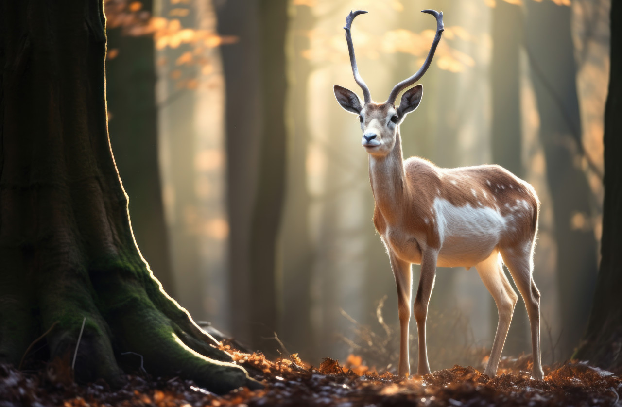 Majestic gazelle standing in the forest setting, gazelles and antelopes photo