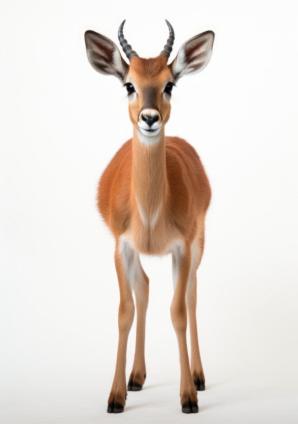 Majestic antelope standing against a white backdrop, gazelles and antelopes photo