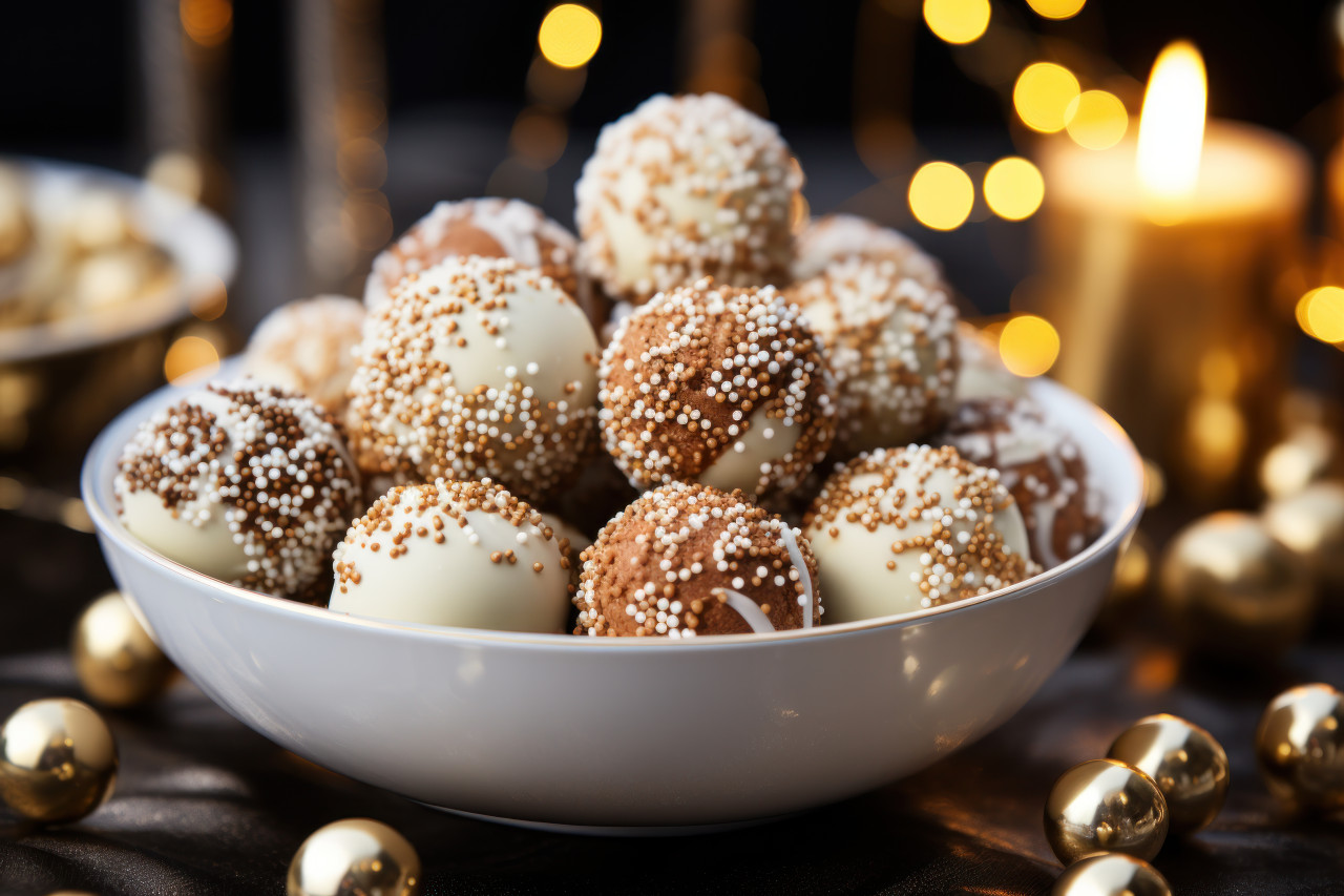 Bowl with bite size balls colorful tasty and ready to enjoy as a delightful treat, palm sunday meals photo