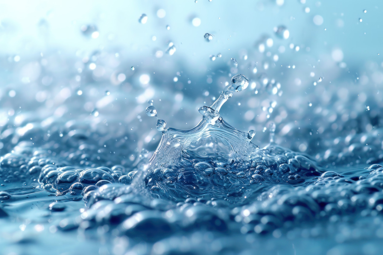 Clear water pouring into a glass refreshing and pure, filling the glass with liquid clarity, water flow concept