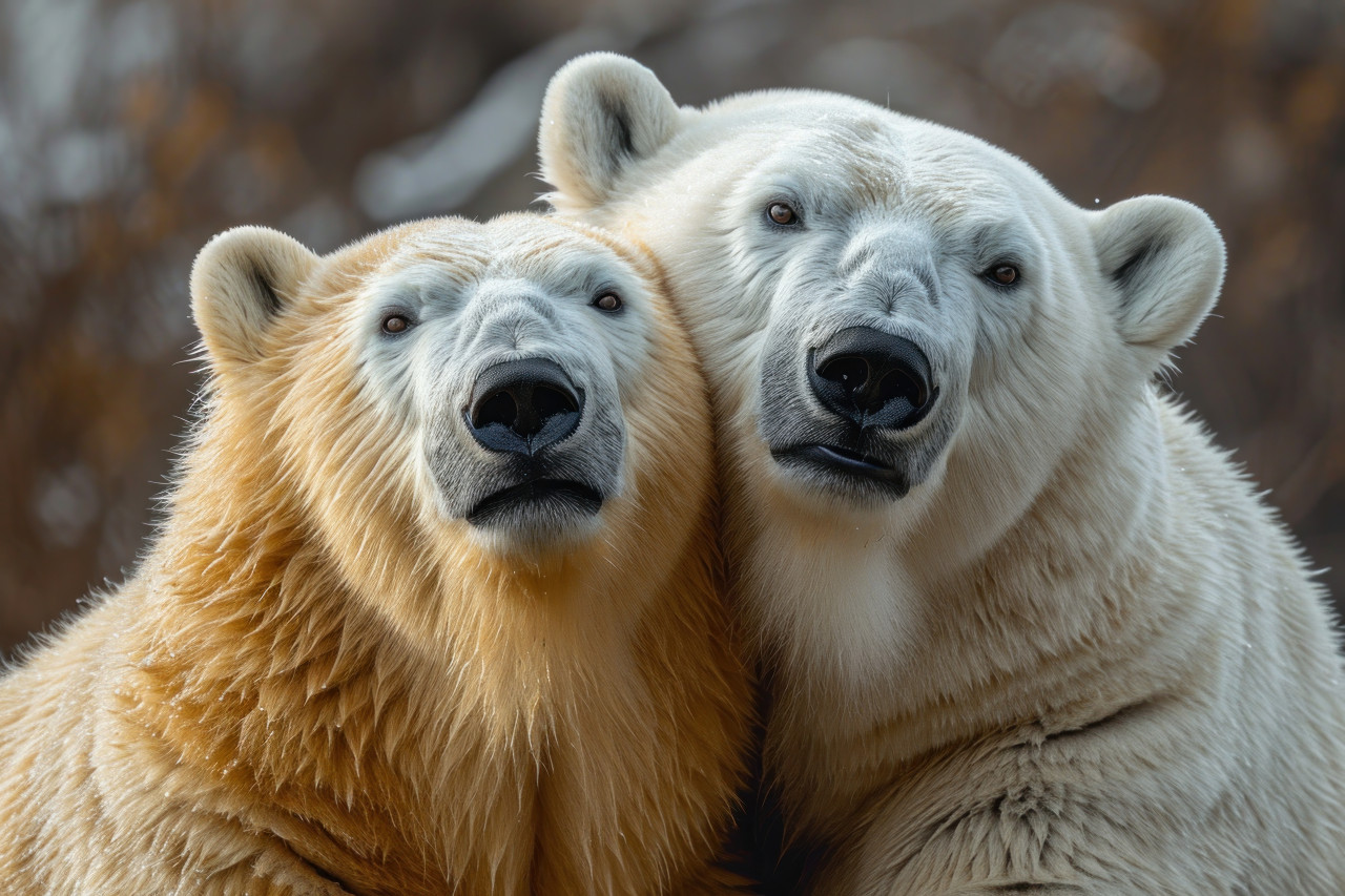 Two polar bears sit together showcasing a moment of companionship in the arctic wilderness, bears and arctic wildlife photo