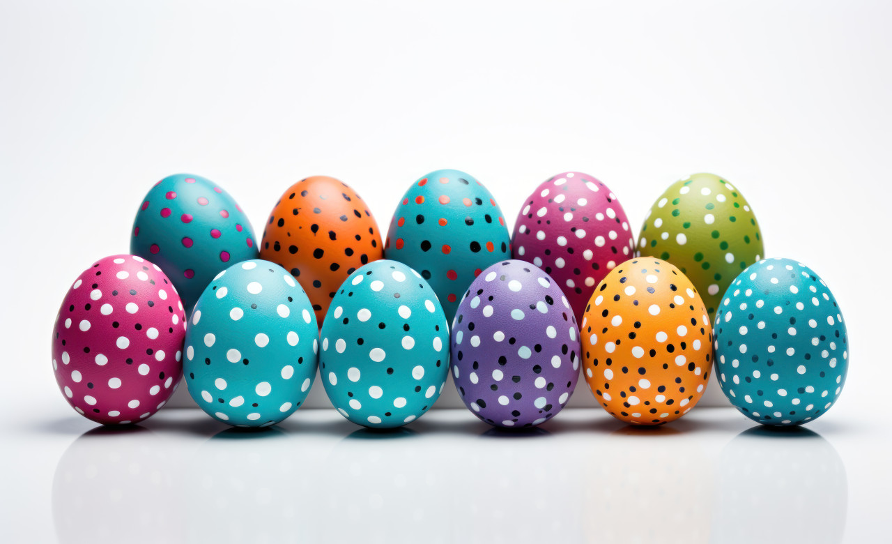 Iced cookies featuring adorable rabbits and eggs on a plate, easter cookies concept