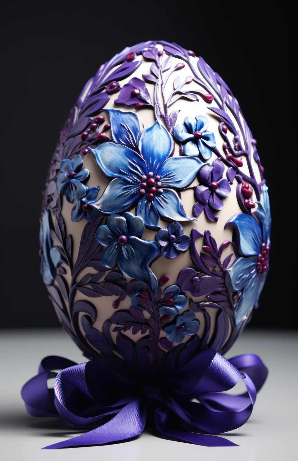 Explore easter egg decorating with this lovely egg featuring a red ribbon, easter decorations photo