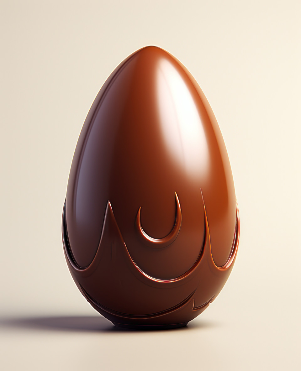 Chocolate egg laid on a clean white surface, easter chocolates concept