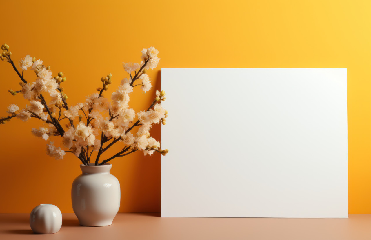 Yellow notepaper sits blank against a background of branches, palm sunday greetings picture