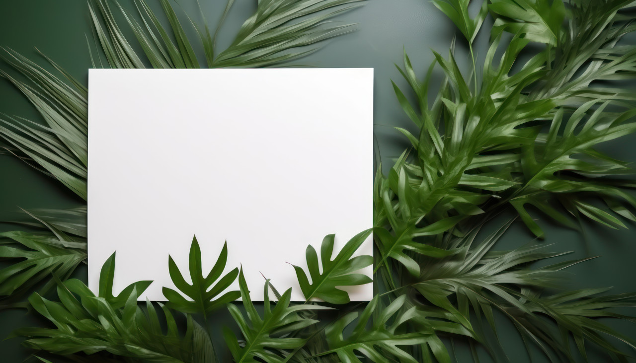 A crafted from palm leaves rests on a white paper amid a backdrop of carefully arranged green palm leaves, palm sunday crafts concept