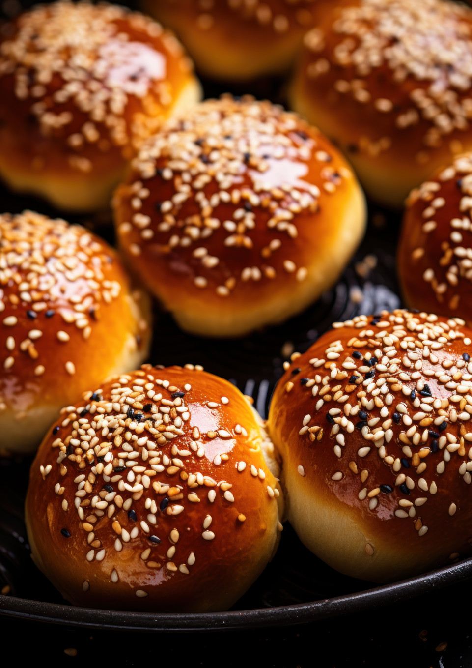 Sesame buns arranged on a cooling rack, palm sunday meals image