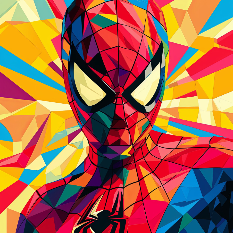 Abstract spiderman in geometric minimalism flat illustration