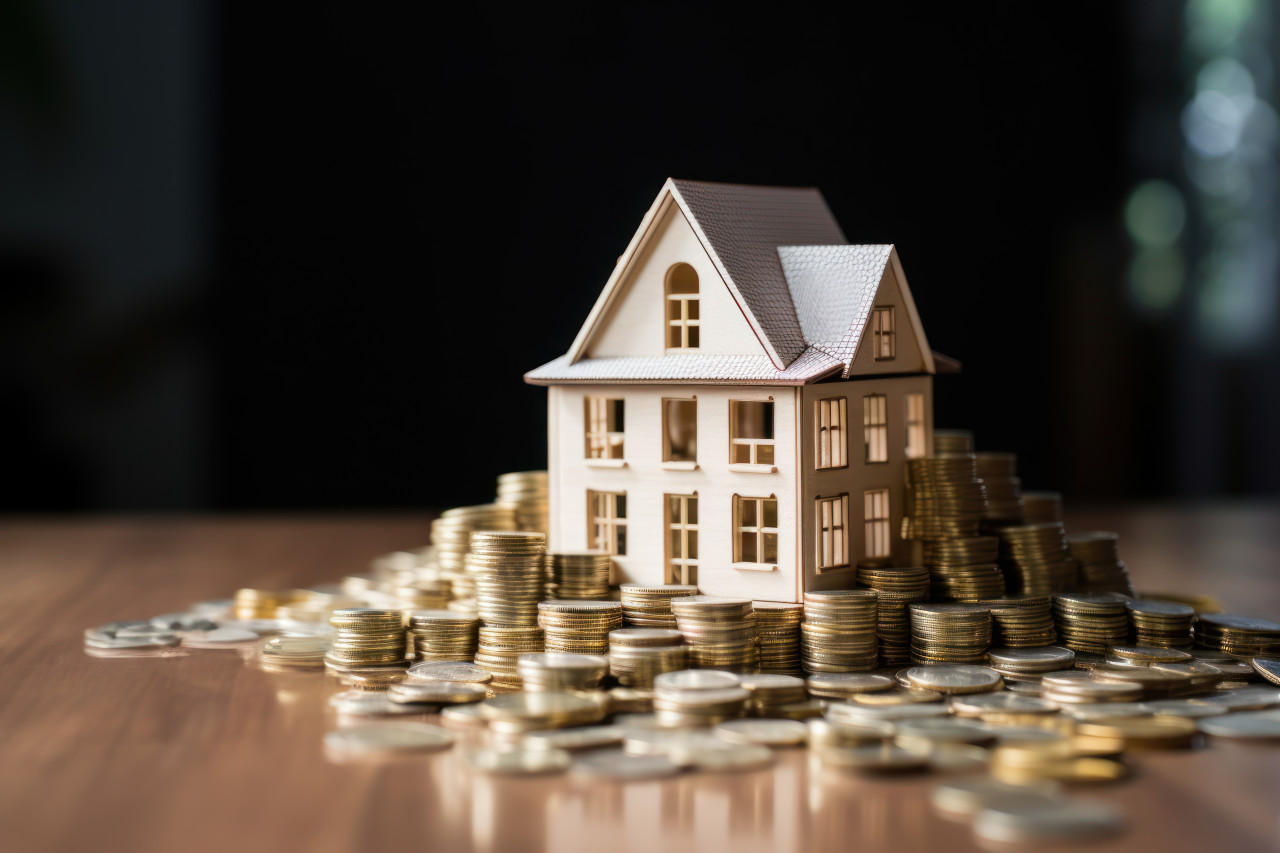 House and money a symbol of financial success and homeownership concept of wealth and investment, debt acceptance concept