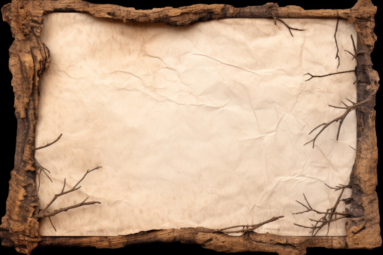 Antique paper frame on a plain white background, vintage paper texture concept