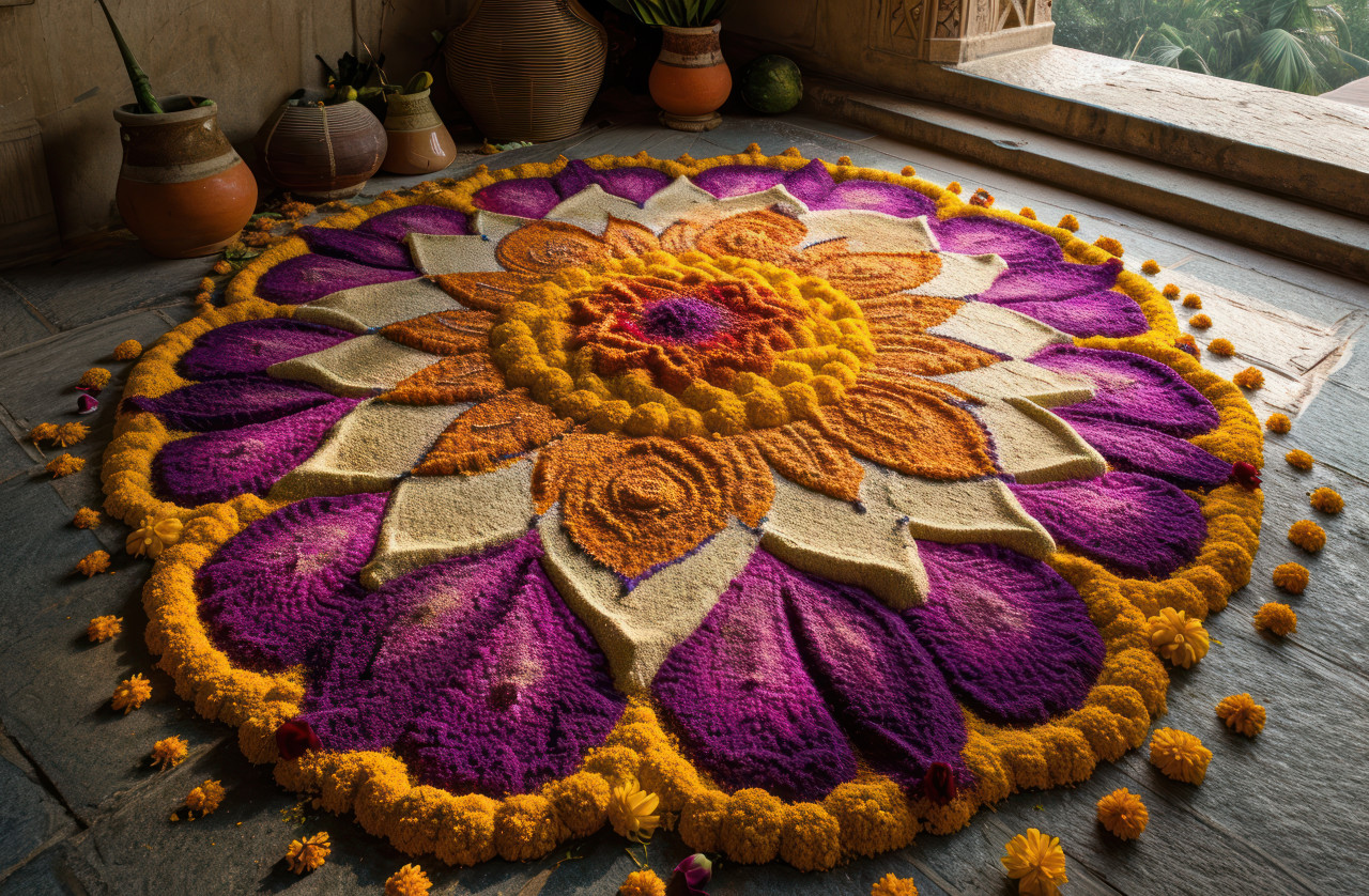 Vibrant rangoli festival celebration transforms traditions, gudi padwa traditional decoration concept