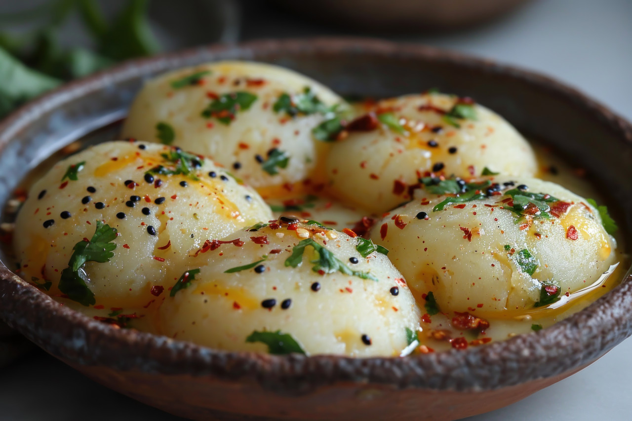 Homemade phulkachanna idli a speedy and tasty, gudi padwa sweets and cuisine concept