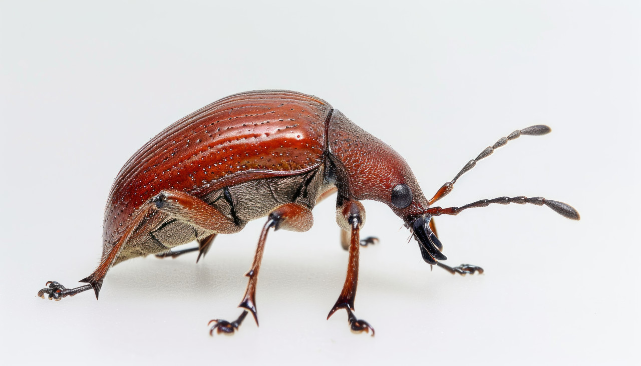 Red palm weevil showcased on a clean white background, insects and butterflies picture
