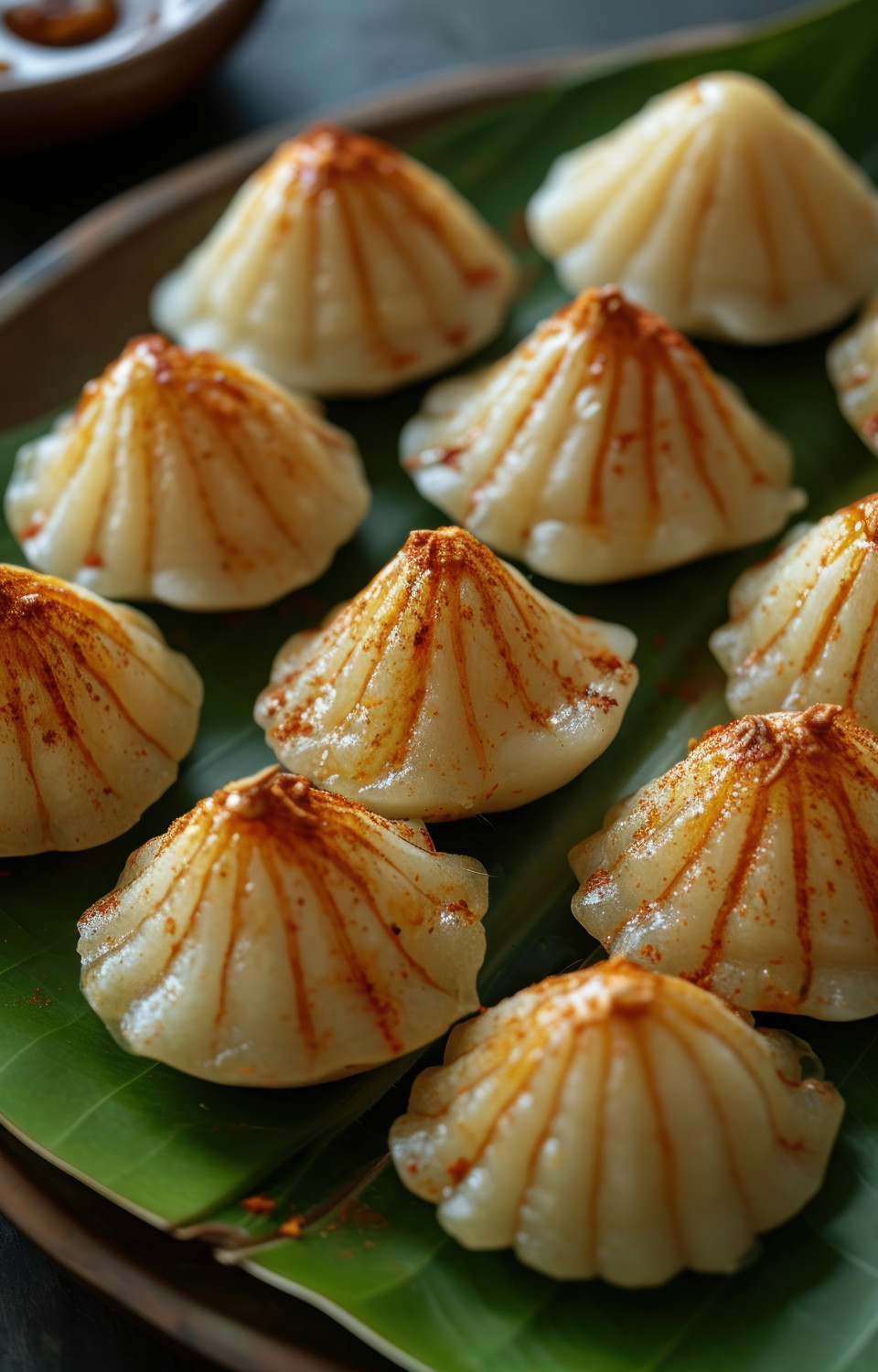 Modak arranged on a leaf, gudi padwa sweets and cuisine picture