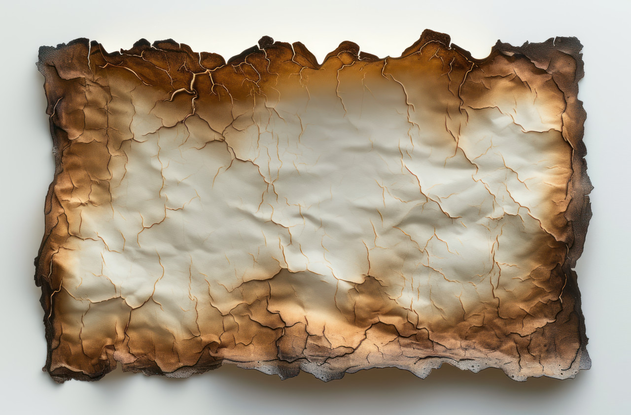 Burnt paper with edges curled, burnt paper texture concept