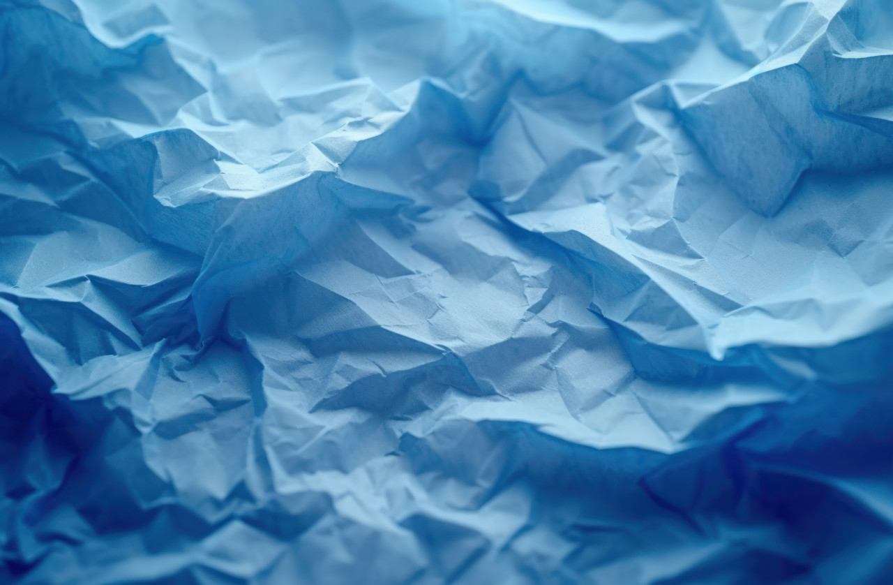 Blue crumpled paper background, crumpled paper texture concept