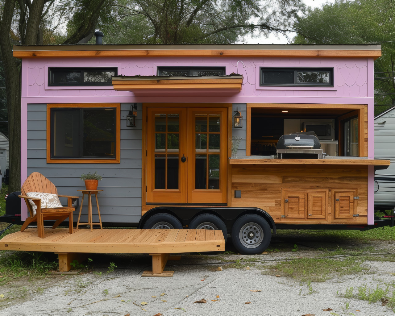 Tonya tiny house parked by the bbq area, tiny homes concept