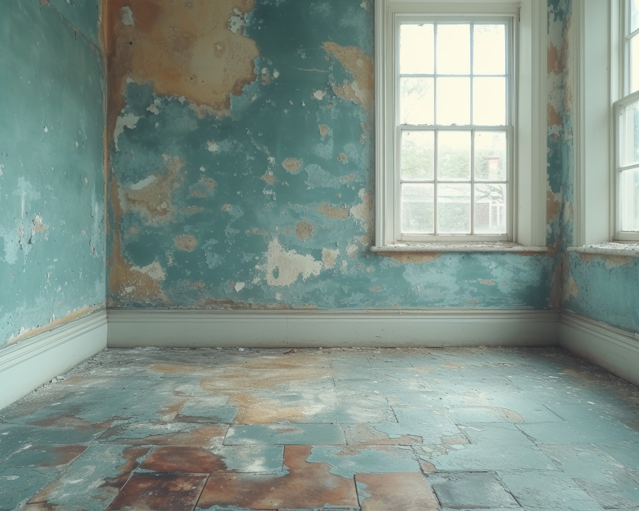 Floor and wall removal during home renovation project, downsized home renovations concept