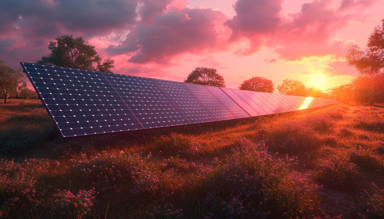 Solar power system harnessing energy on sunny days for a sustainable and eco friendly electricity generation solution, composting and waste reduction photo