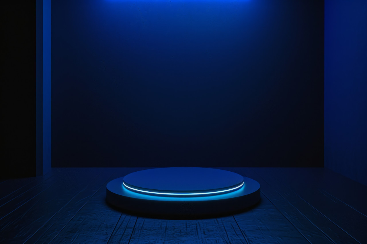 Table with blue rimmed flashlight an inviting scene for creativity and exploration, brand positioning concept